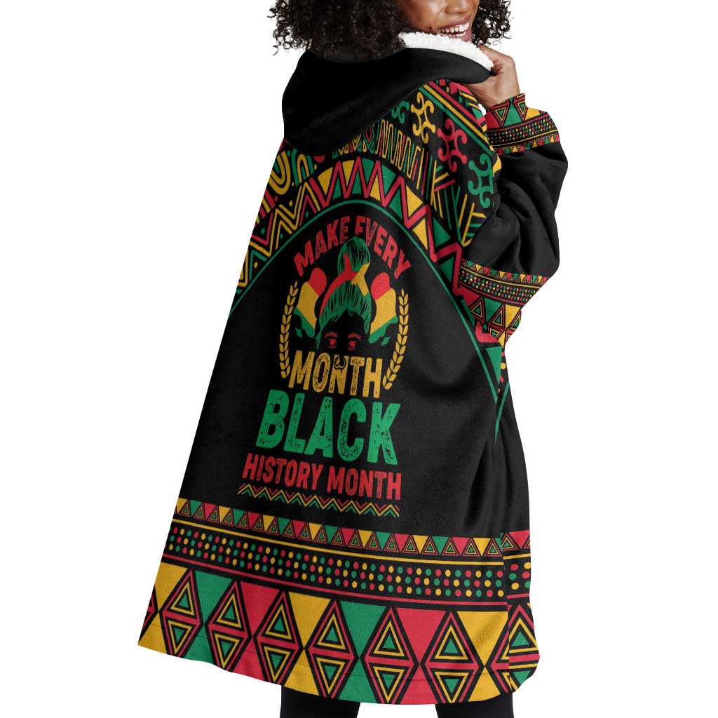 Make Every Month Black History Month Wearable Blanket Hoodie African Pattern LT01