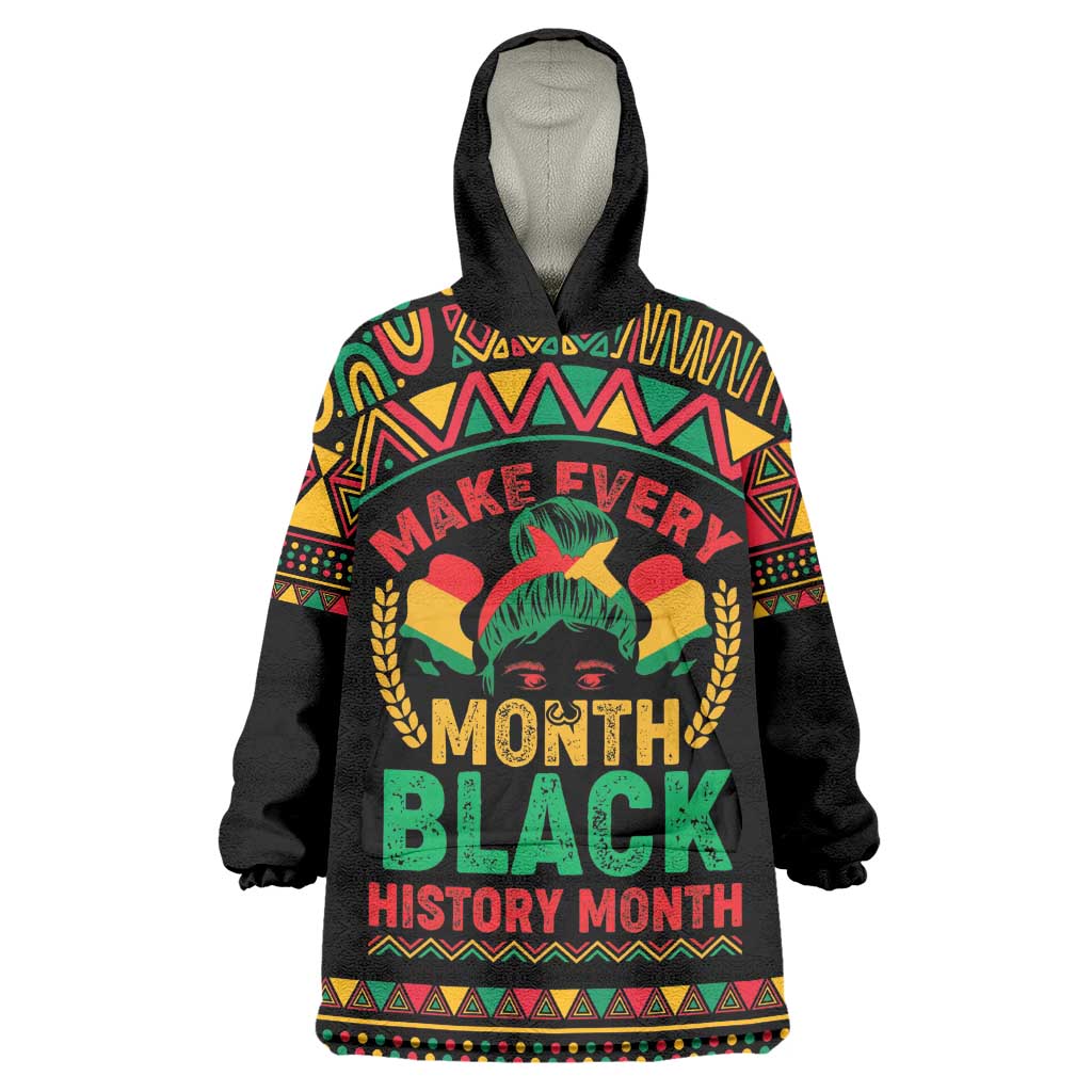 Make Every Month Black History Month Wearable Blanket Hoodie African Pattern LT01