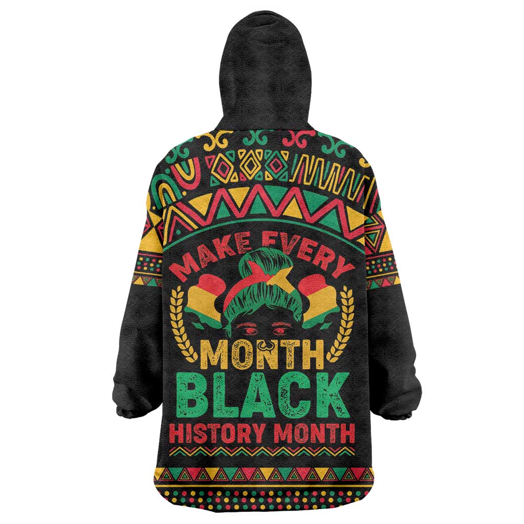 Make Every Month Black History Month Wearable Blanket Hoodie African Pattern LT01