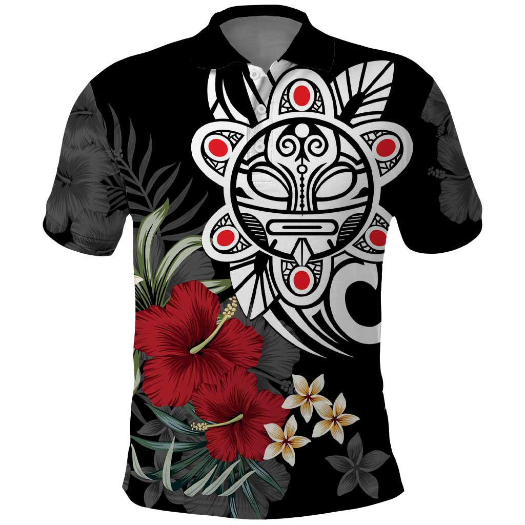 Taino Sun Tribal Polo Shirt Tropical Hibiscus LT01
