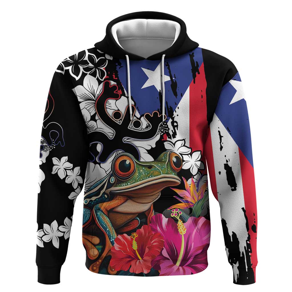 Boricua Taino Coqui Tropical Hoodie Puerto Rico Grunge Flag LT01