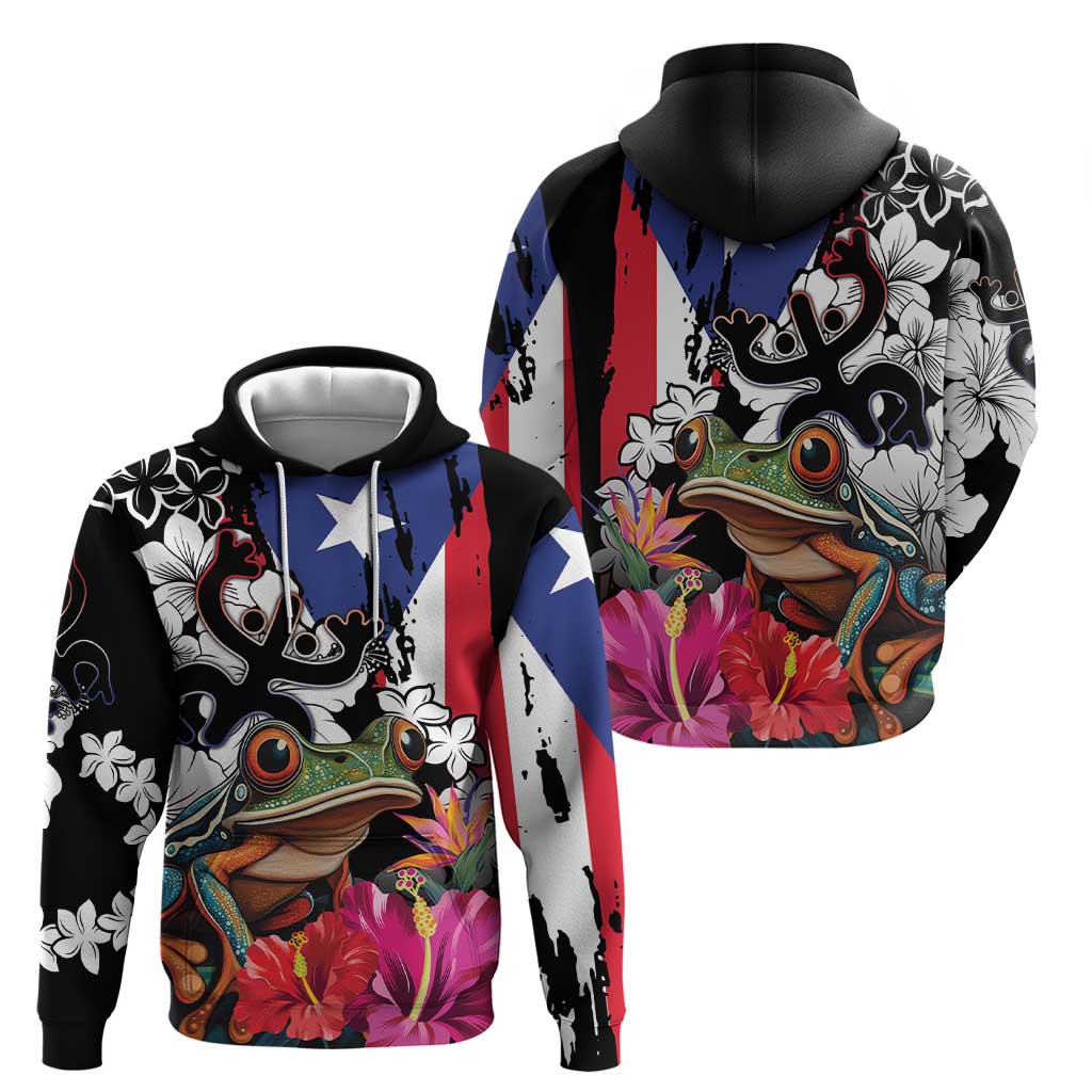 Boricua Taino Coqui Tropical Hoodie Puerto Rico Grunge Flag LT01