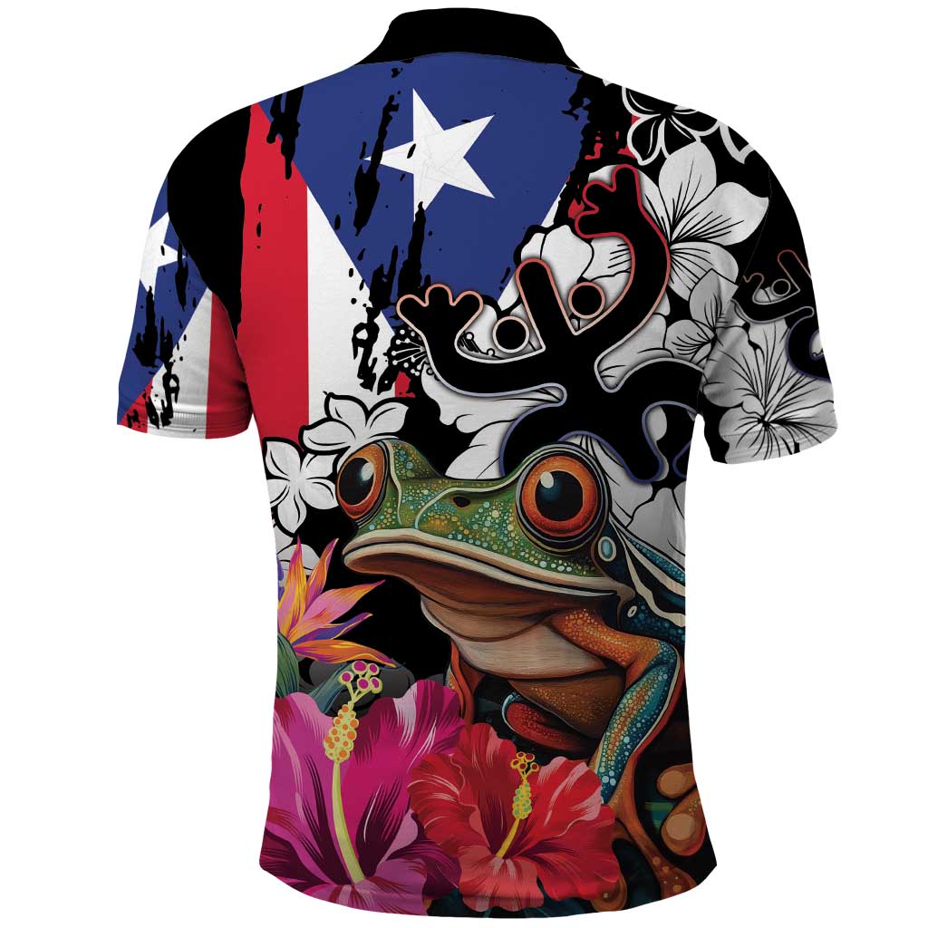 Boricua Taino Coqui Tropical Polo Shirt Puerto Rico Grunge Flag LT01