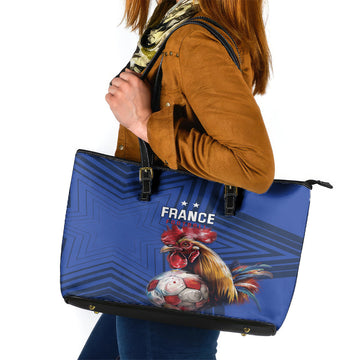 France 2024 Football Leather Tote Bag Allez Les Bleus LT01