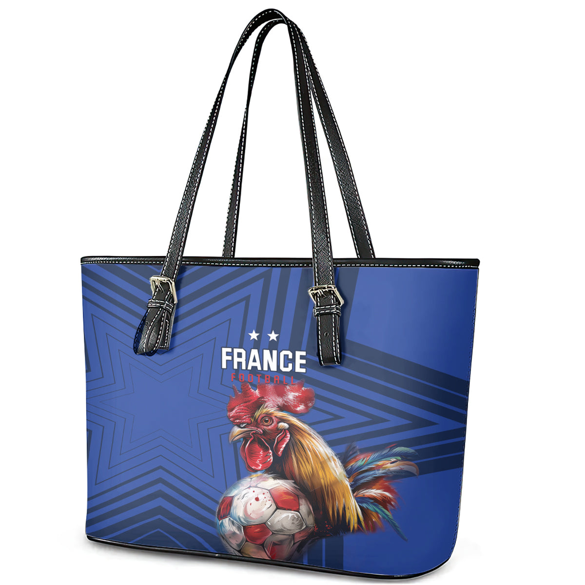 France 2024 Football Leather Tote Bag Allez Les Bleus LT01