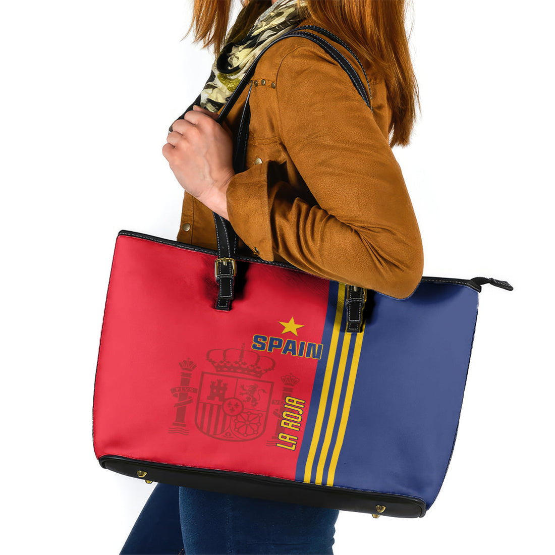 Spain 2024 Football Leather Tote Bag La Roja Go Champions LT01
