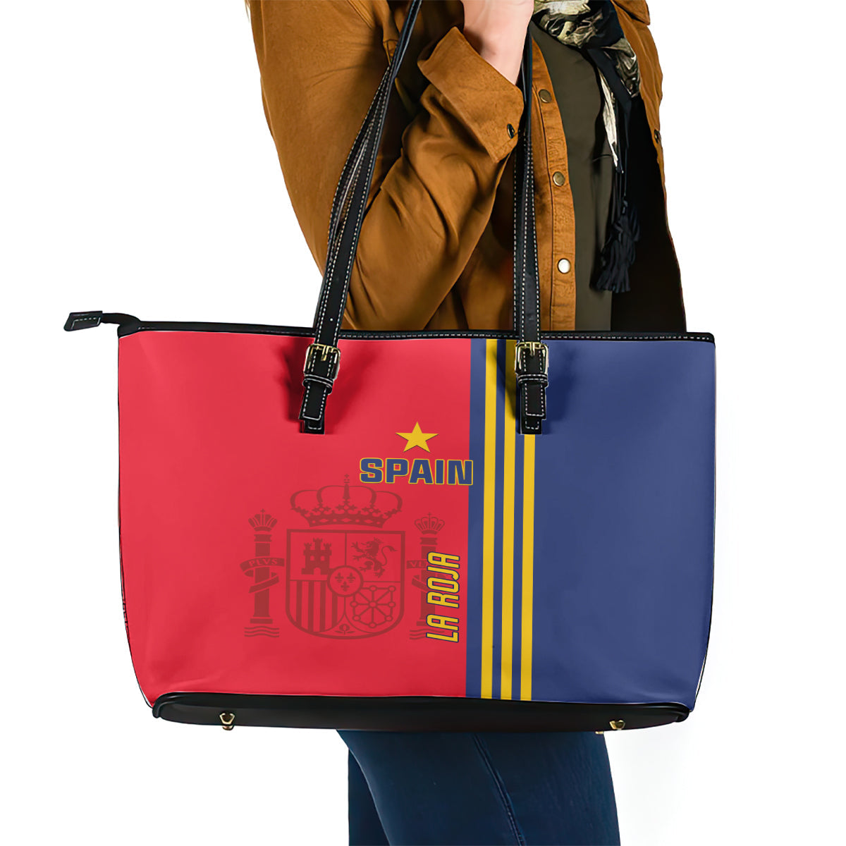 Spain 2024 Football Leather Tote Bag La Roja Go Champions LT01