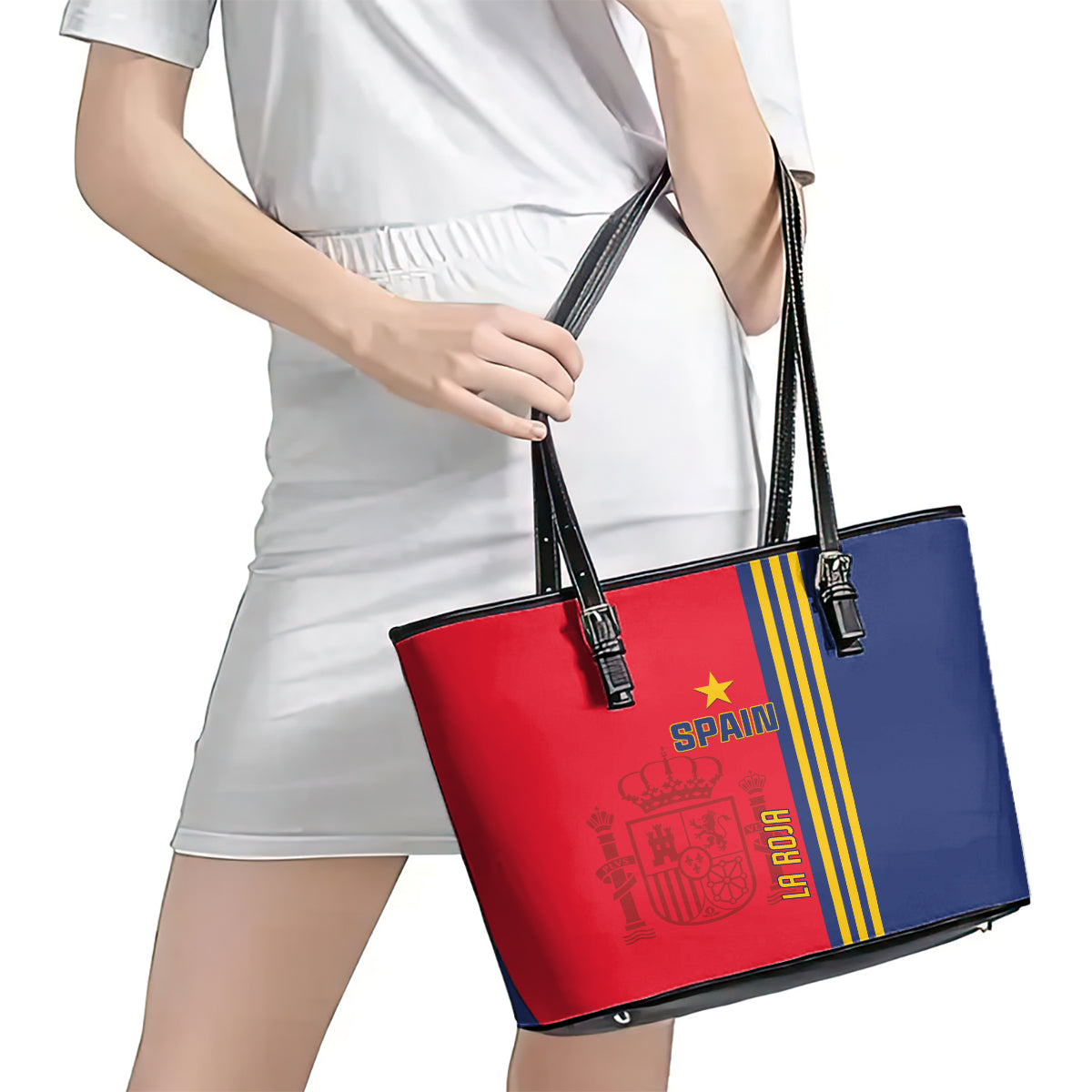 Spain 2024 Football Leather Tote Bag La Roja Go Champions LT01
