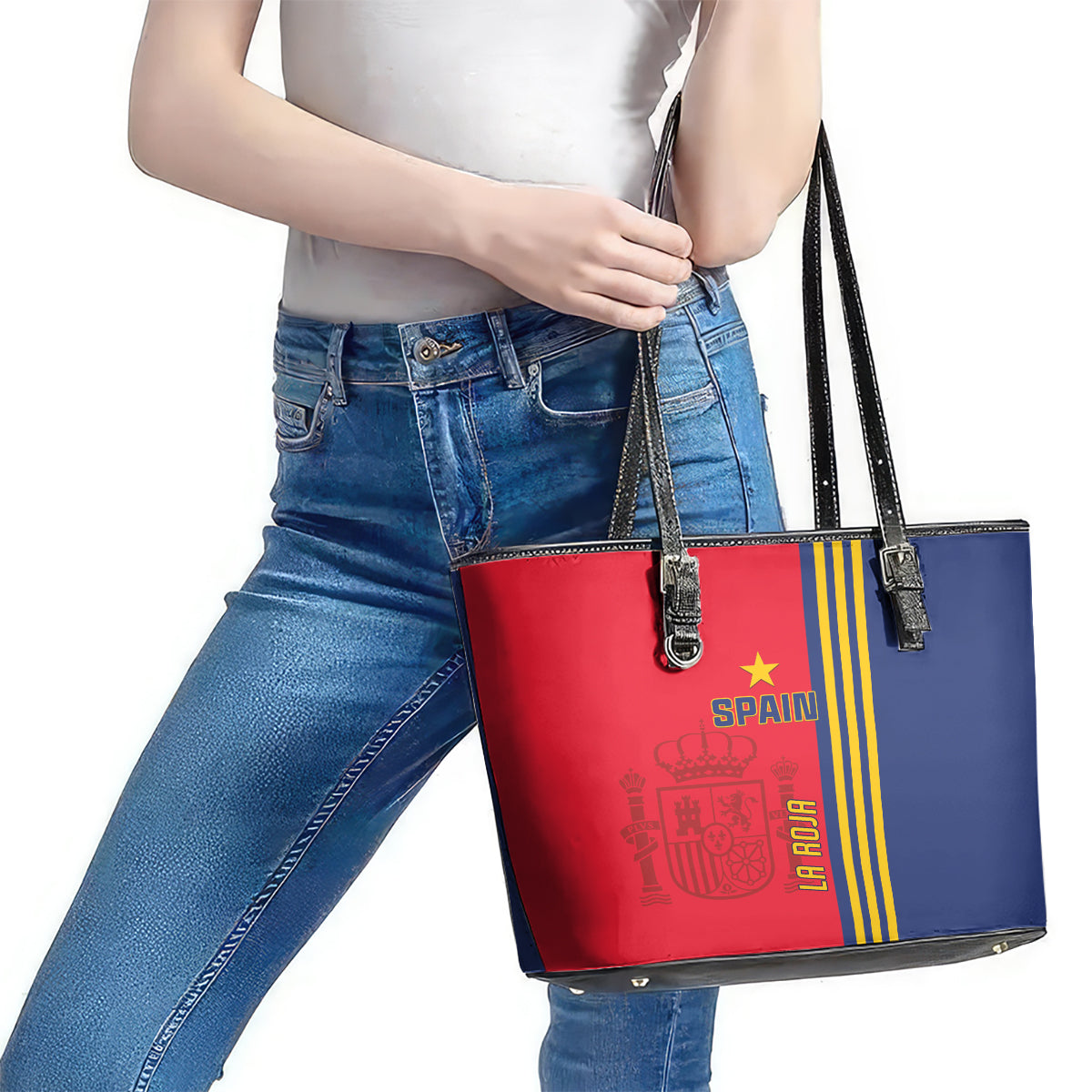 Spain 2024 Football Leather Tote Bag La Roja Go Champions LT01