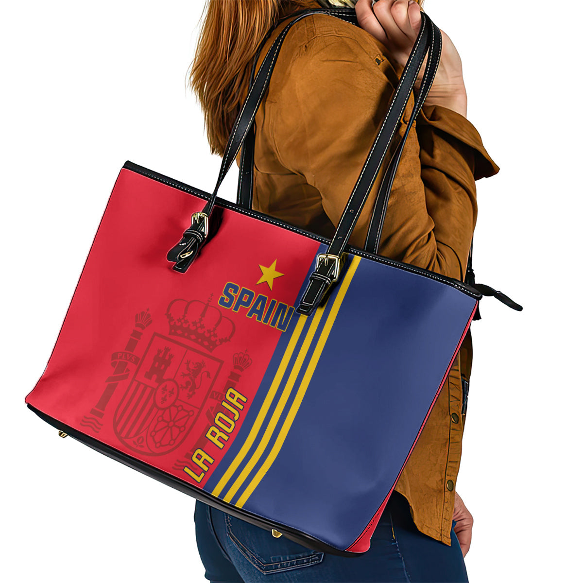 Spain 2024 Football Leather Tote Bag La Roja Go Champions LT01