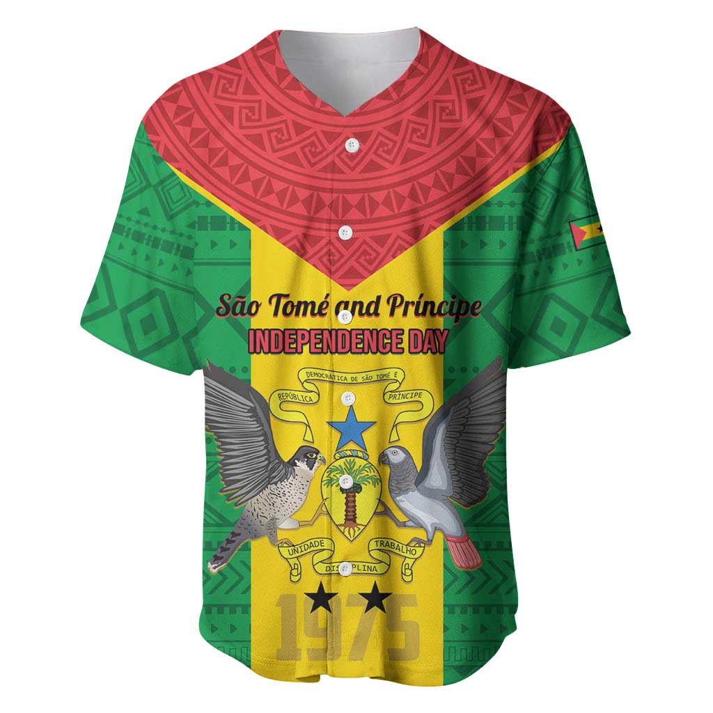 Sao Tome and Principe Independence Day Baseball Jersey Coat Of Arms Mix African Pattern LT01