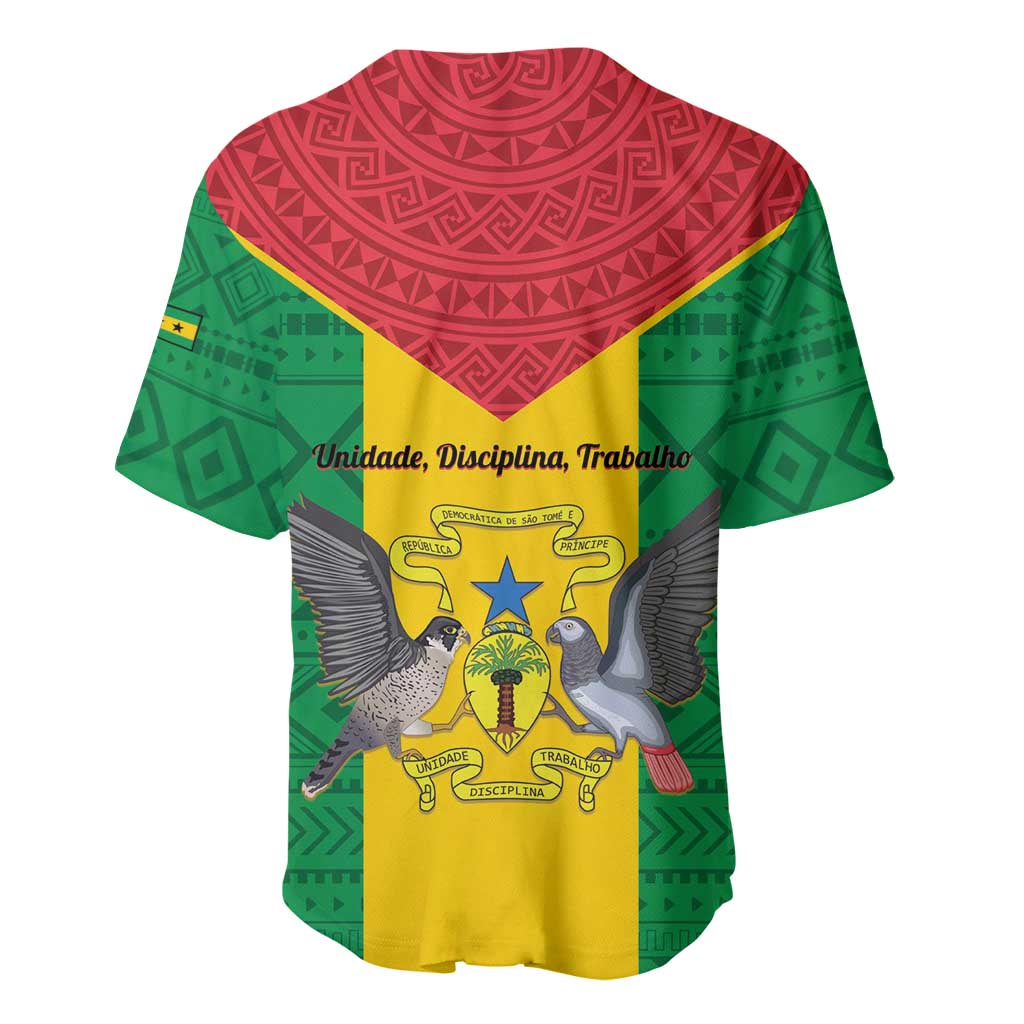 Sao Tome and Principe Independence Day Baseball Jersey Coat Of Arms Mix African Pattern LT01