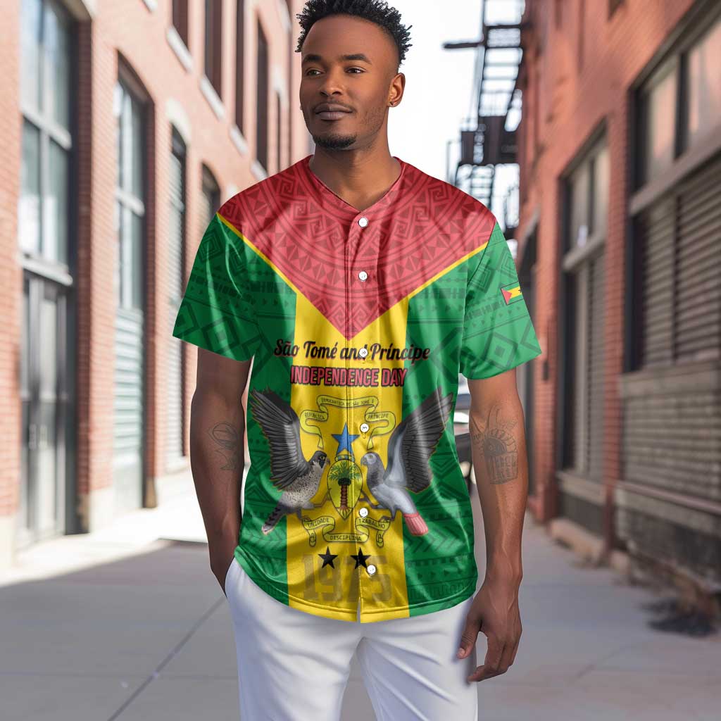 Sao Tome and Principe Independence Day Baseball Jersey Coat Of Arms Mix African Pattern LT01