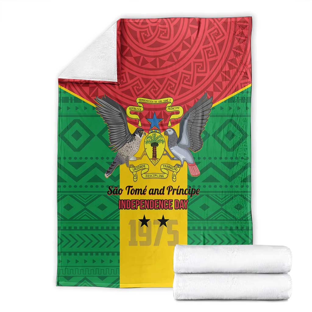 Sao Tome and Principe Independence Day Blanket Coat Of Arms Mix African Pattern LT01