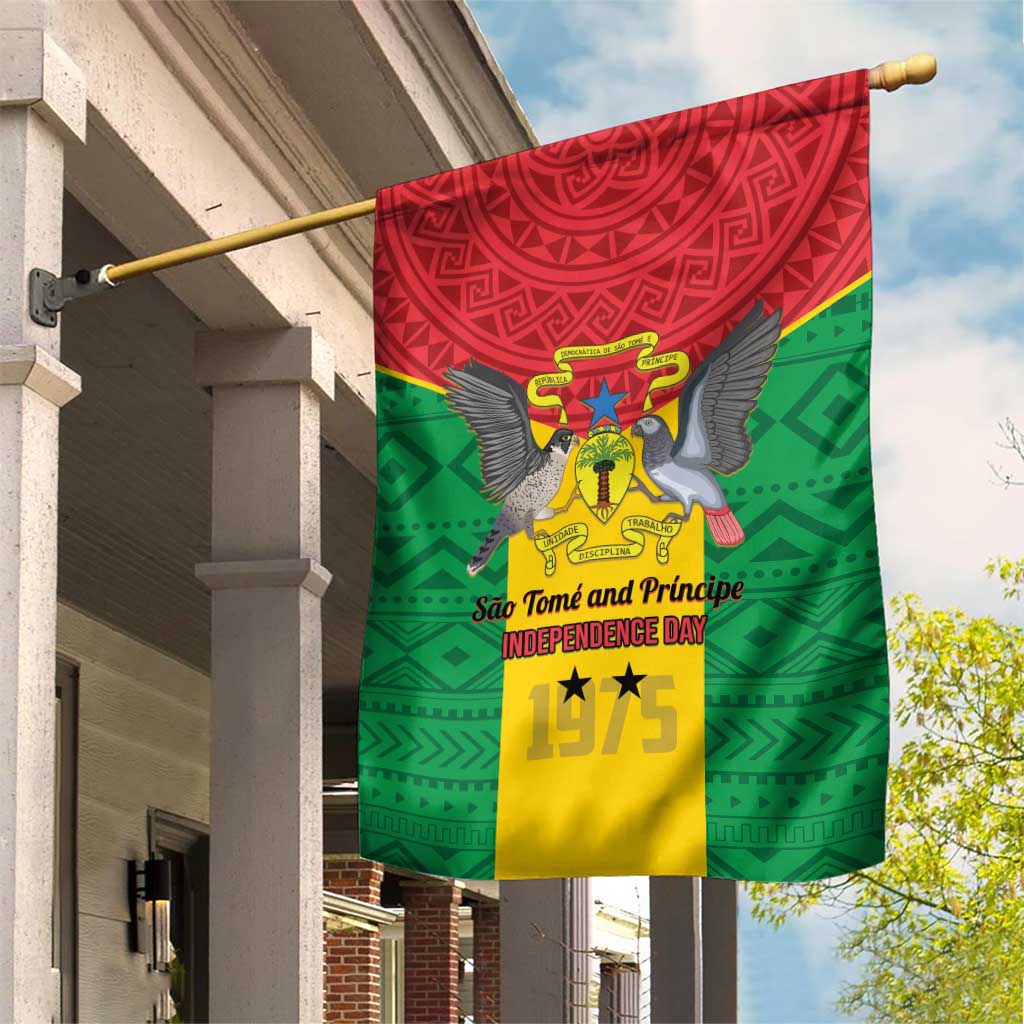 Sao Tome and Principe Independence Day Garden Flag Coat Of Arms Mix African Pattern LT01