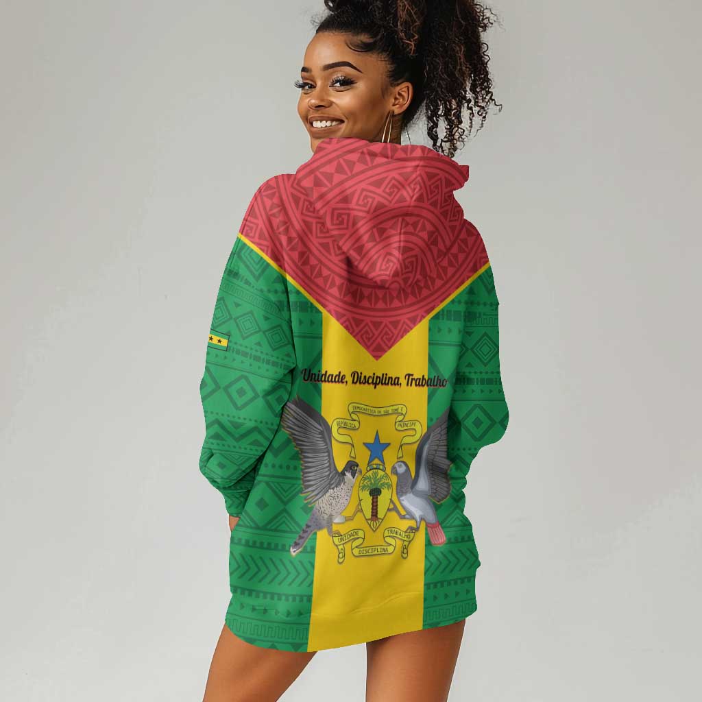 Sao Tome and Principe Independence Day Hoodie Dress Coat Of Arms Mix African Pattern LT01