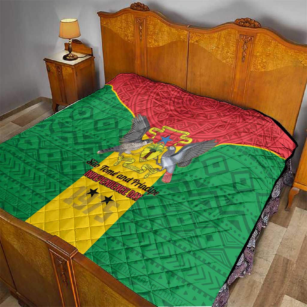 Sao Tome and Principe Independence Day Quilt Coat Of Arms Mix African Pattern LT01