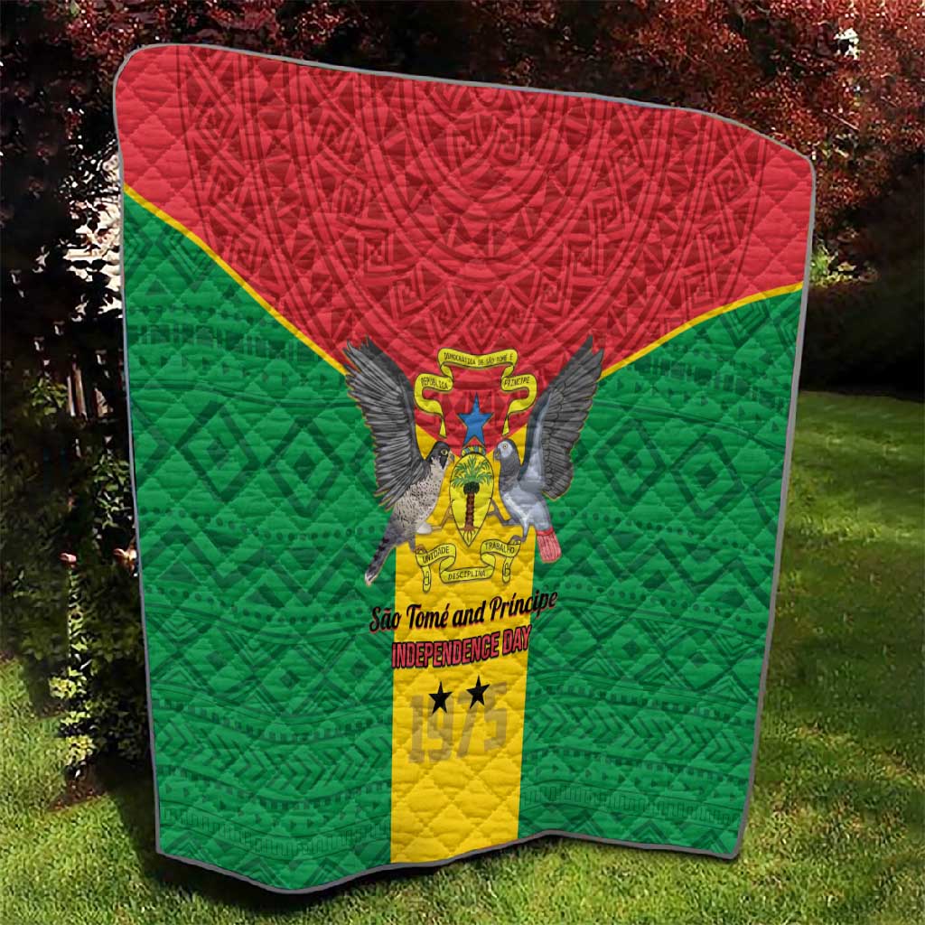 Sao Tome and Principe Independence Day Quilt Coat Of Arms Mix African Pattern LT01