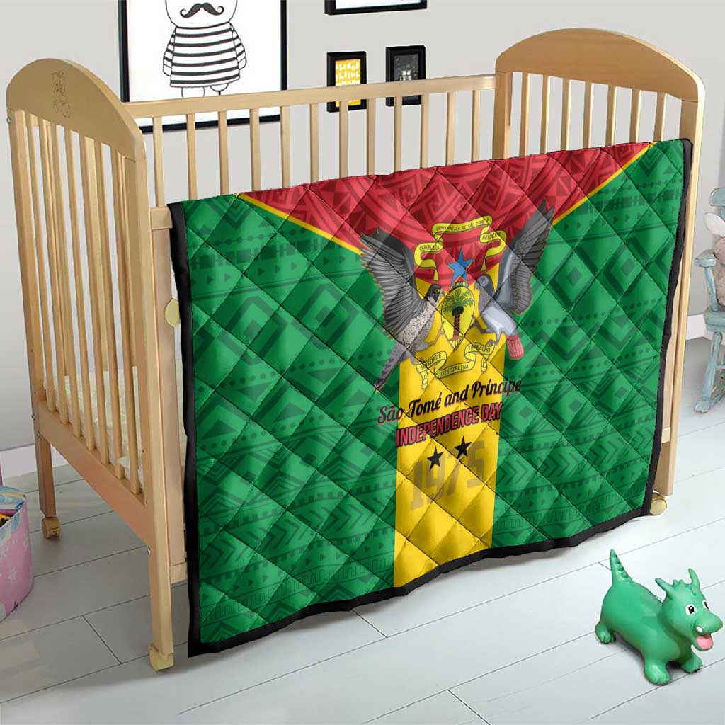 Sao Tome and Principe Independence Day Quilt Coat Of Arms Mix African Pattern LT01