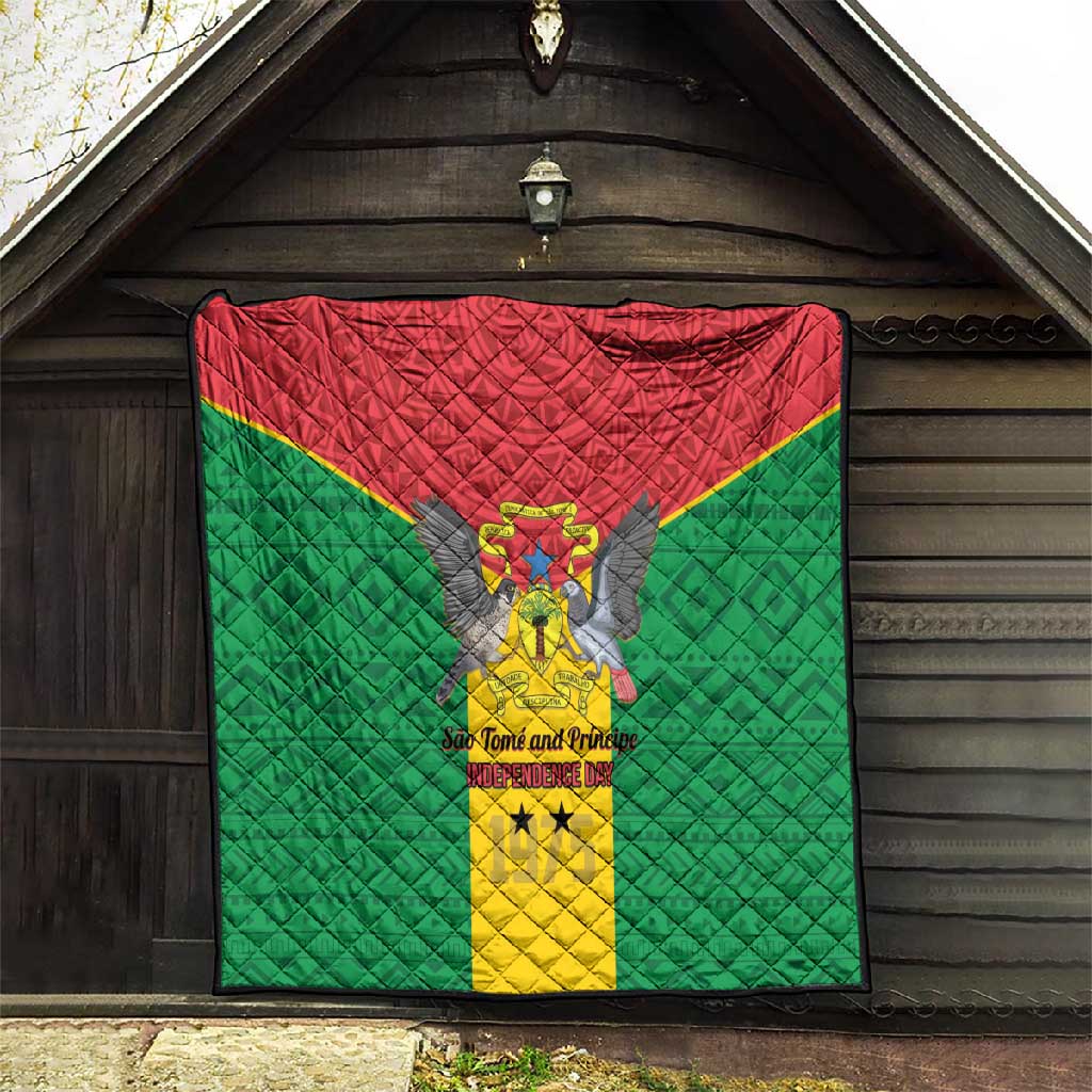 Sao Tome and Principe Independence Day Quilt Coat Of Arms Mix African Pattern LT01