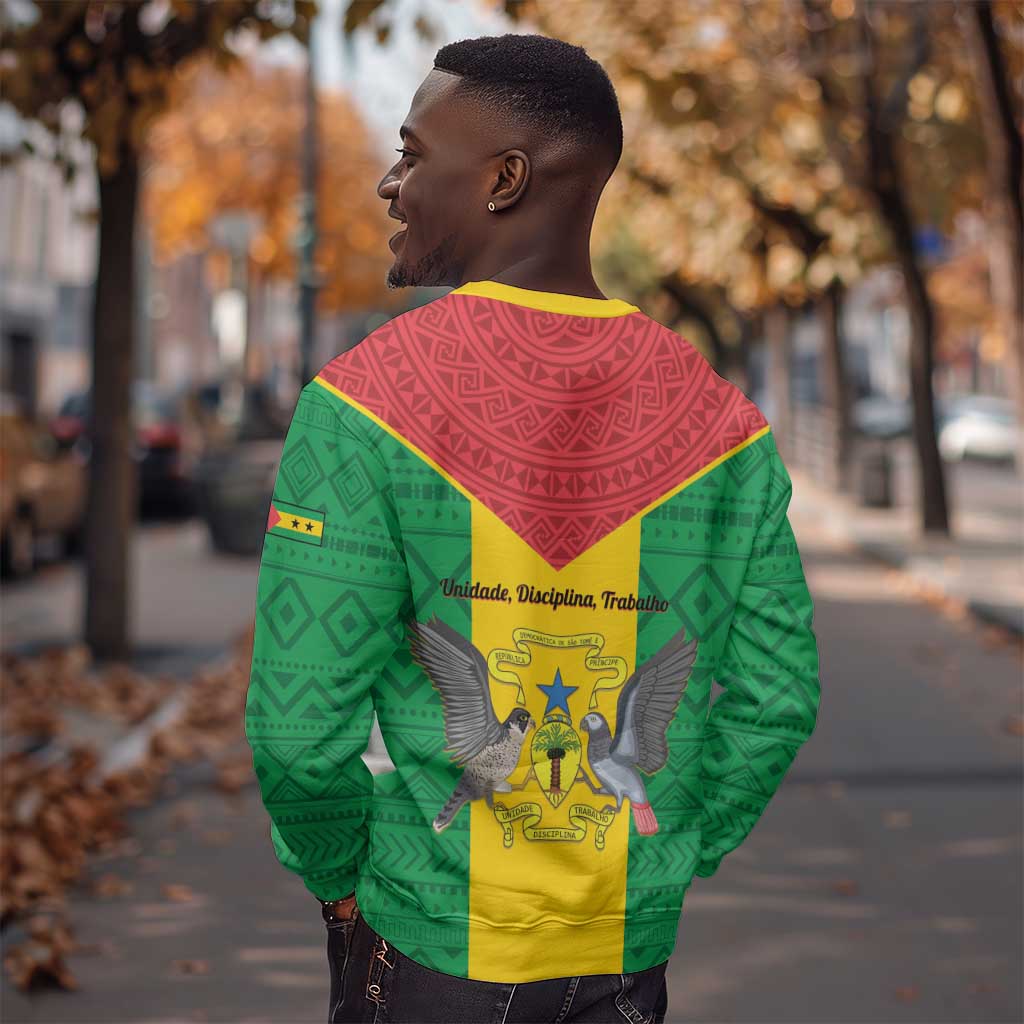 Sao Tome and Principe Independence Day Sweatshirt Coat Of Arms Mix African Pattern LT01