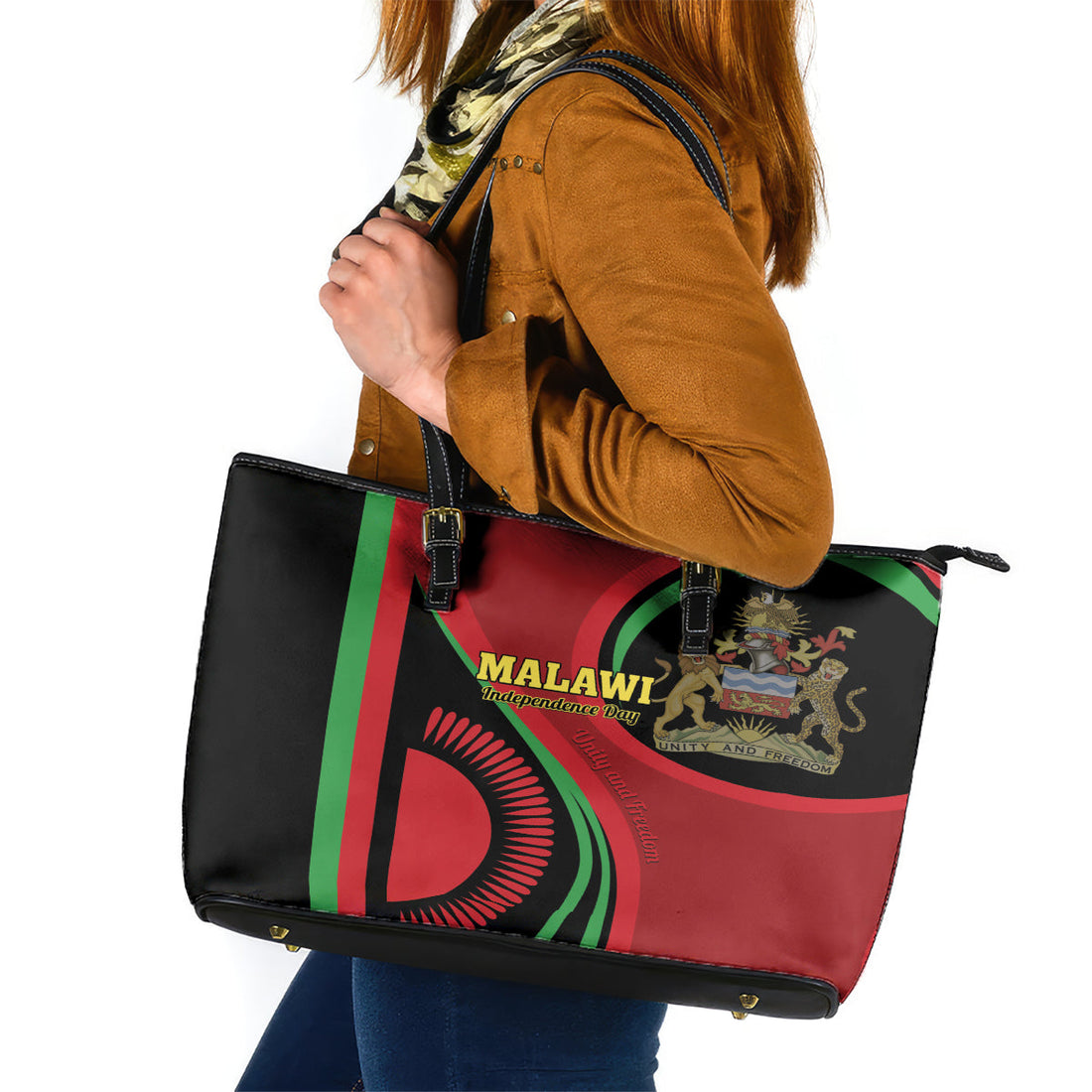 Malawi Independence Day Leather Tote Bag Unity and Freedom LT01