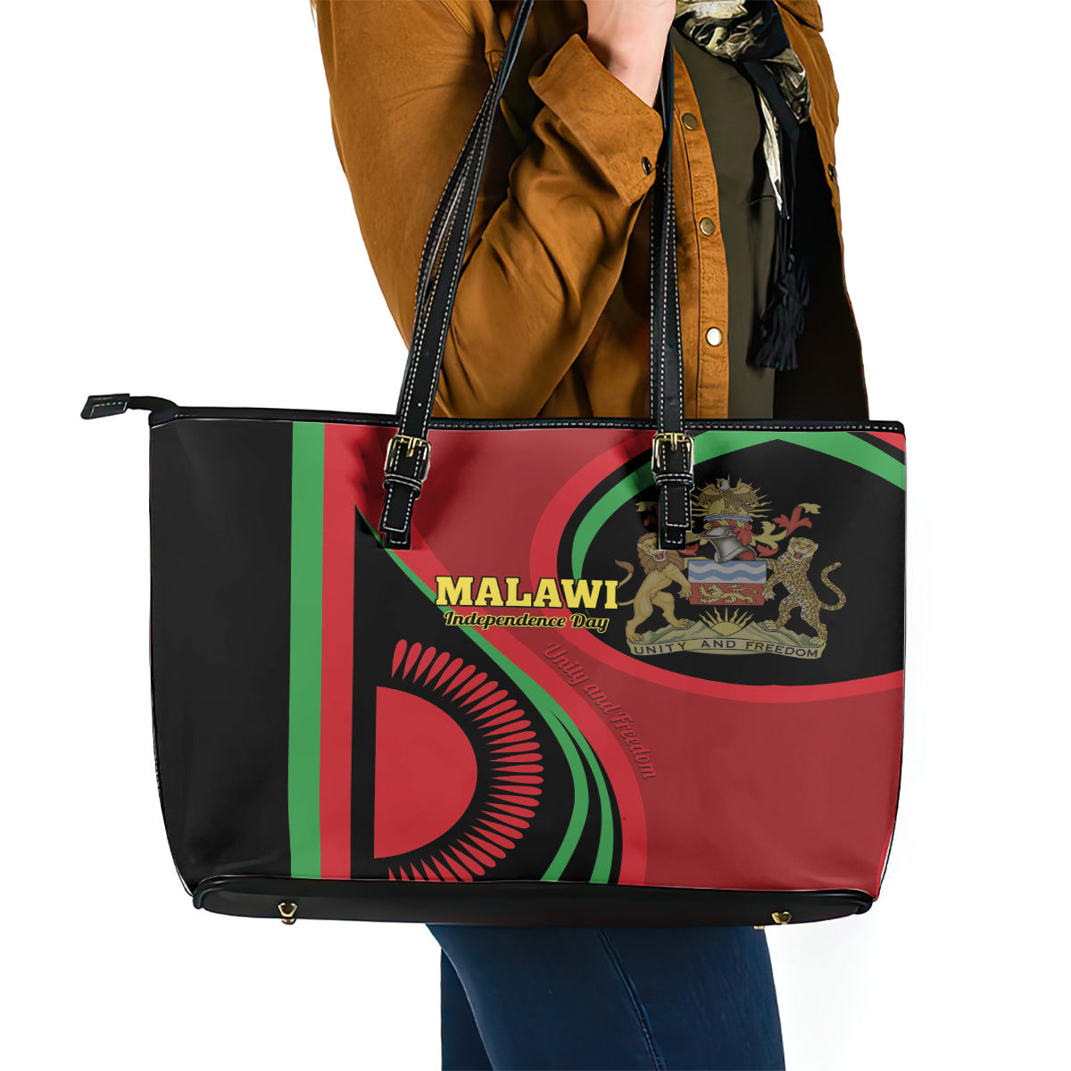 Malawi Independence Day Leather Tote Bag Unity and Freedom LT01