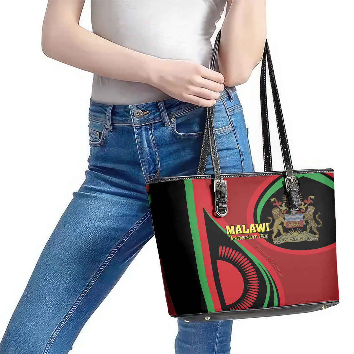 Malawi Independence Day Leather Tote Bag Unity and Freedom LT01