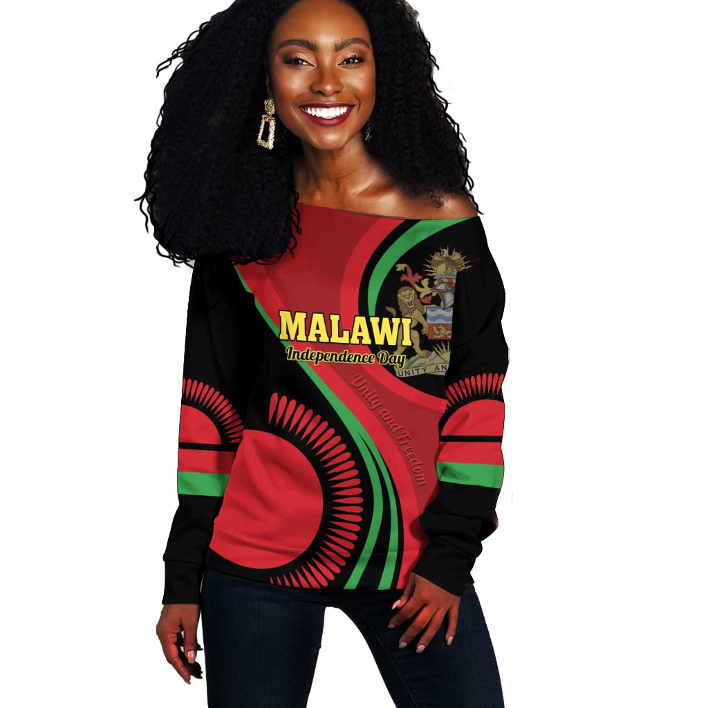 Malawi Independence Day Off Shoulder Sweater Unity and Freedom LT01