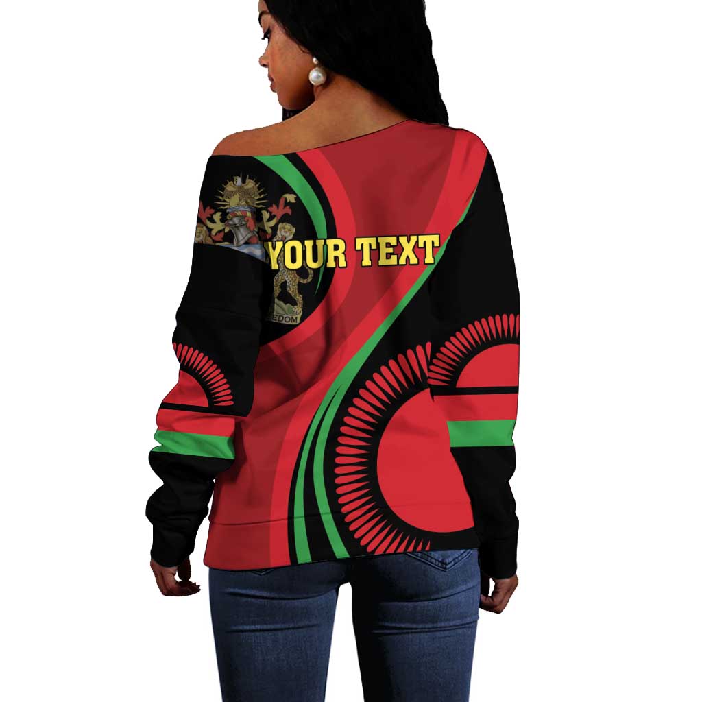 Malawi Independence Day Off Shoulder Sweater Unity and Freedom LT01