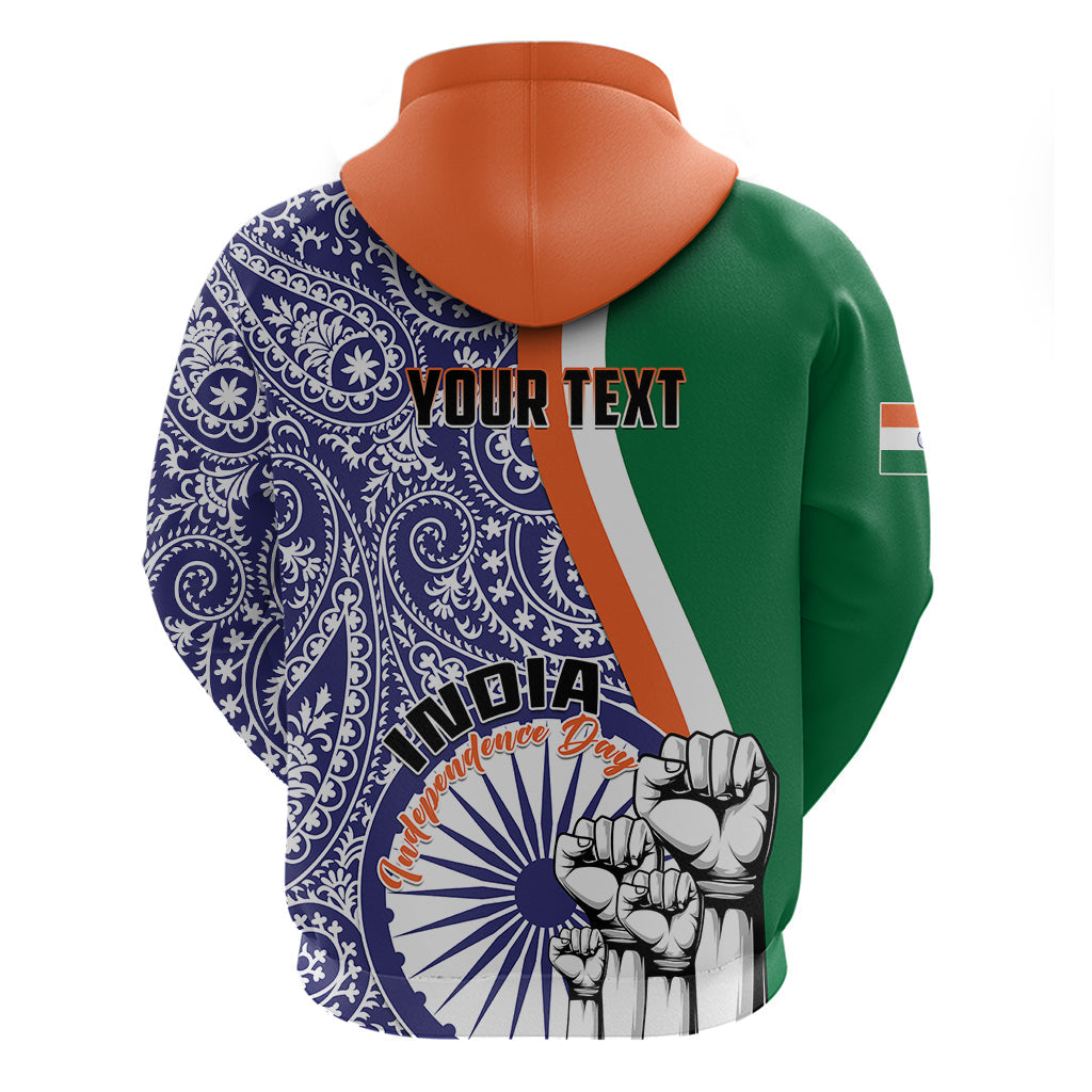 Personalised India Independence Day Hoodie Indian Paisley Pattern LT01