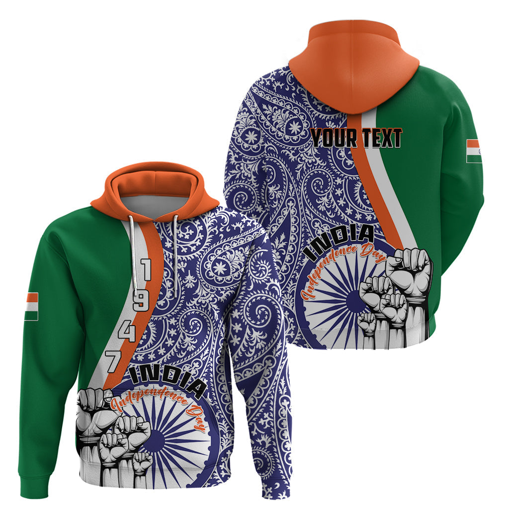 Personalised India Independence Day Hoodie Indian Paisley Pattern LT01