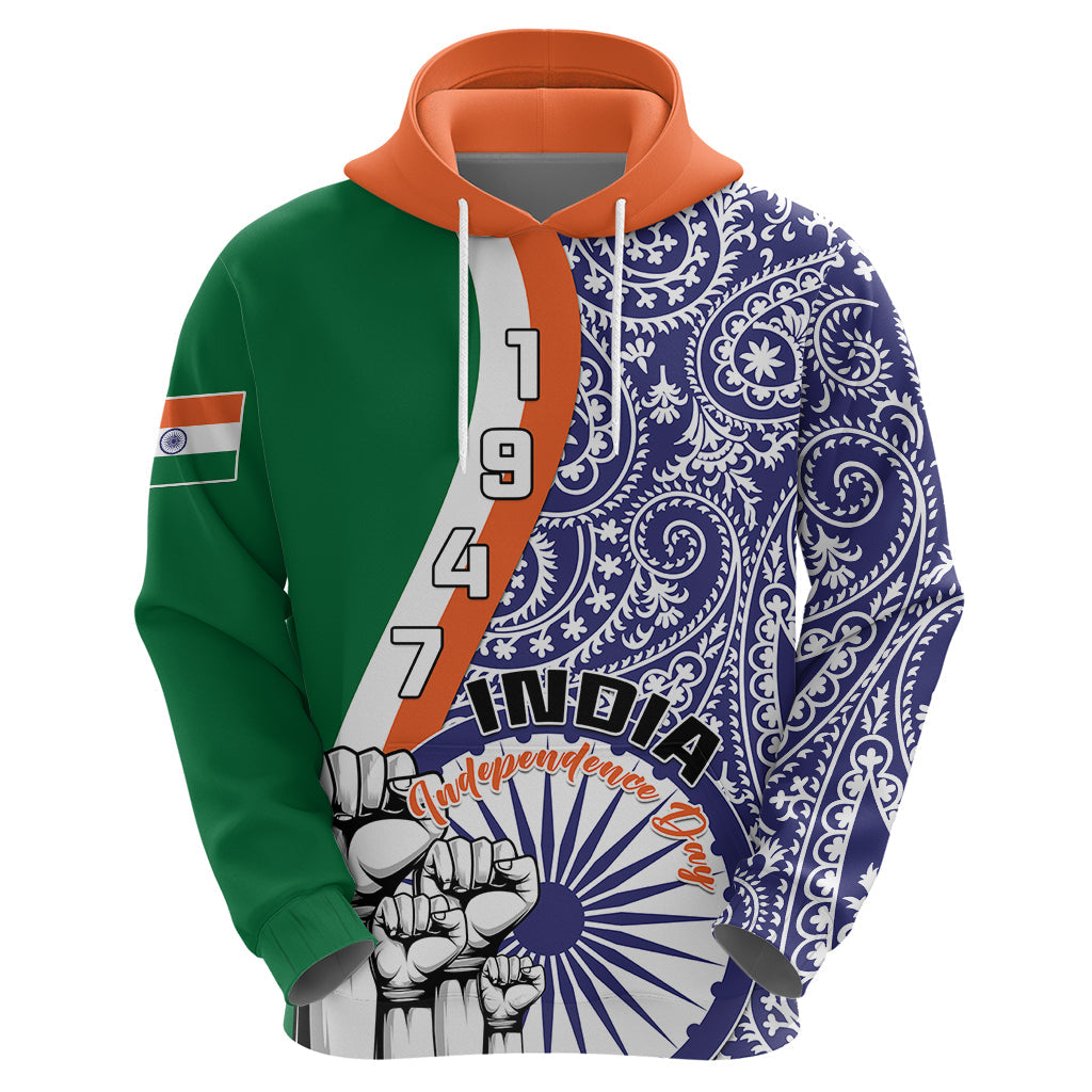 Personalised India Independence Day Hoodie Indian Paisley Pattern LT01
