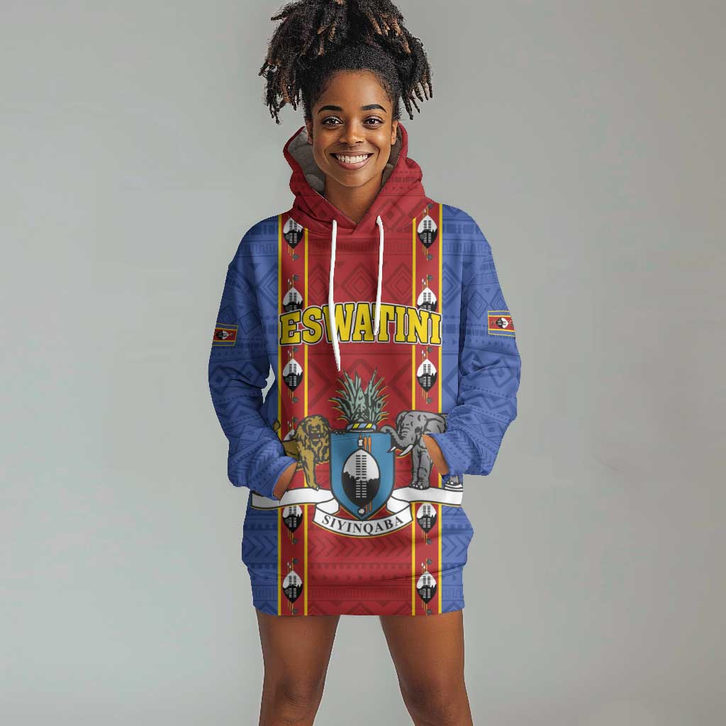Eswatini African Pattern Hoodie Dress Swaziland Shield Siyinqaba LT01