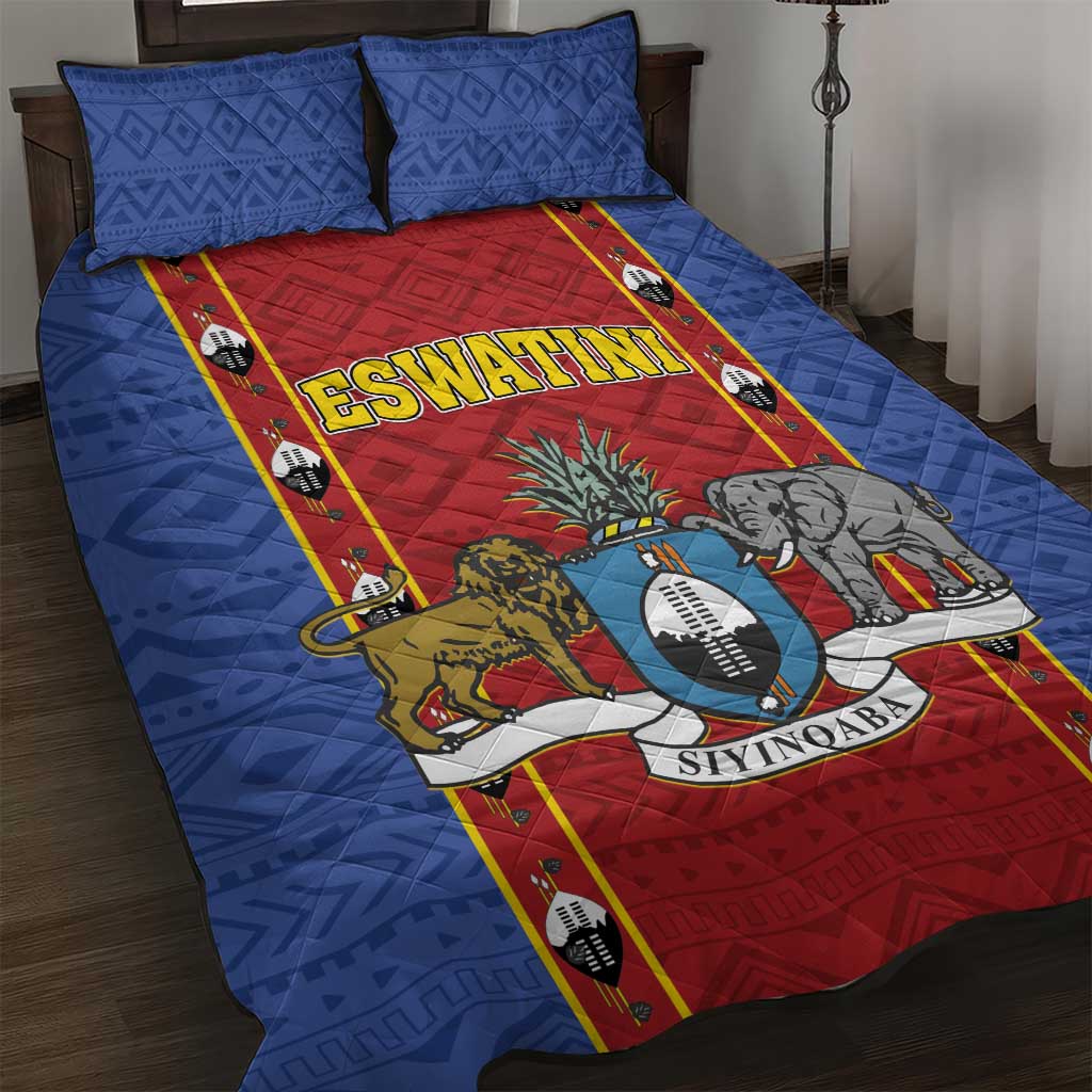 Eswatini African Pattern Quilt Bed Set Swaziland Shield Siyinqaba LT01