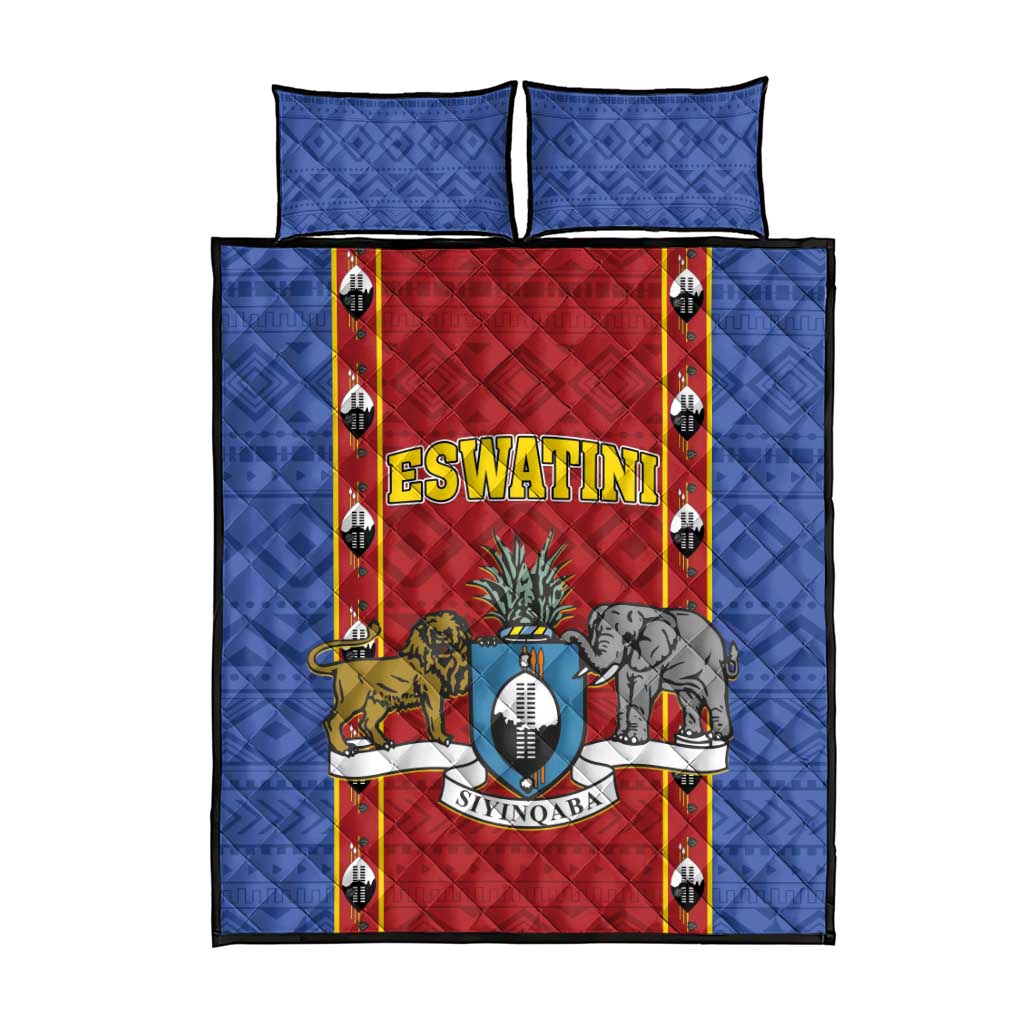 Eswatini African Pattern Quilt Bed Set Swaziland Shield Siyinqaba LT01