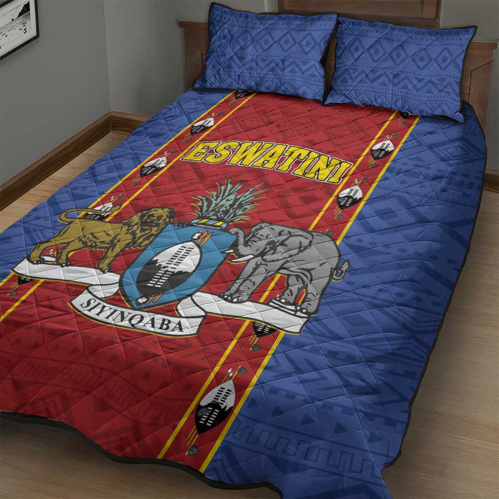 Eswatini African Pattern Quilt Bed Set Swaziland Shield Siyinqaba LT01