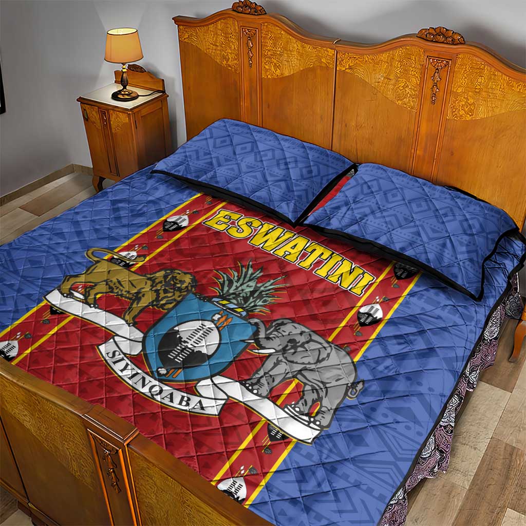 Eswatini African Pattern Quilt Bed Set Swaziland Shield Siyinqaba LT01