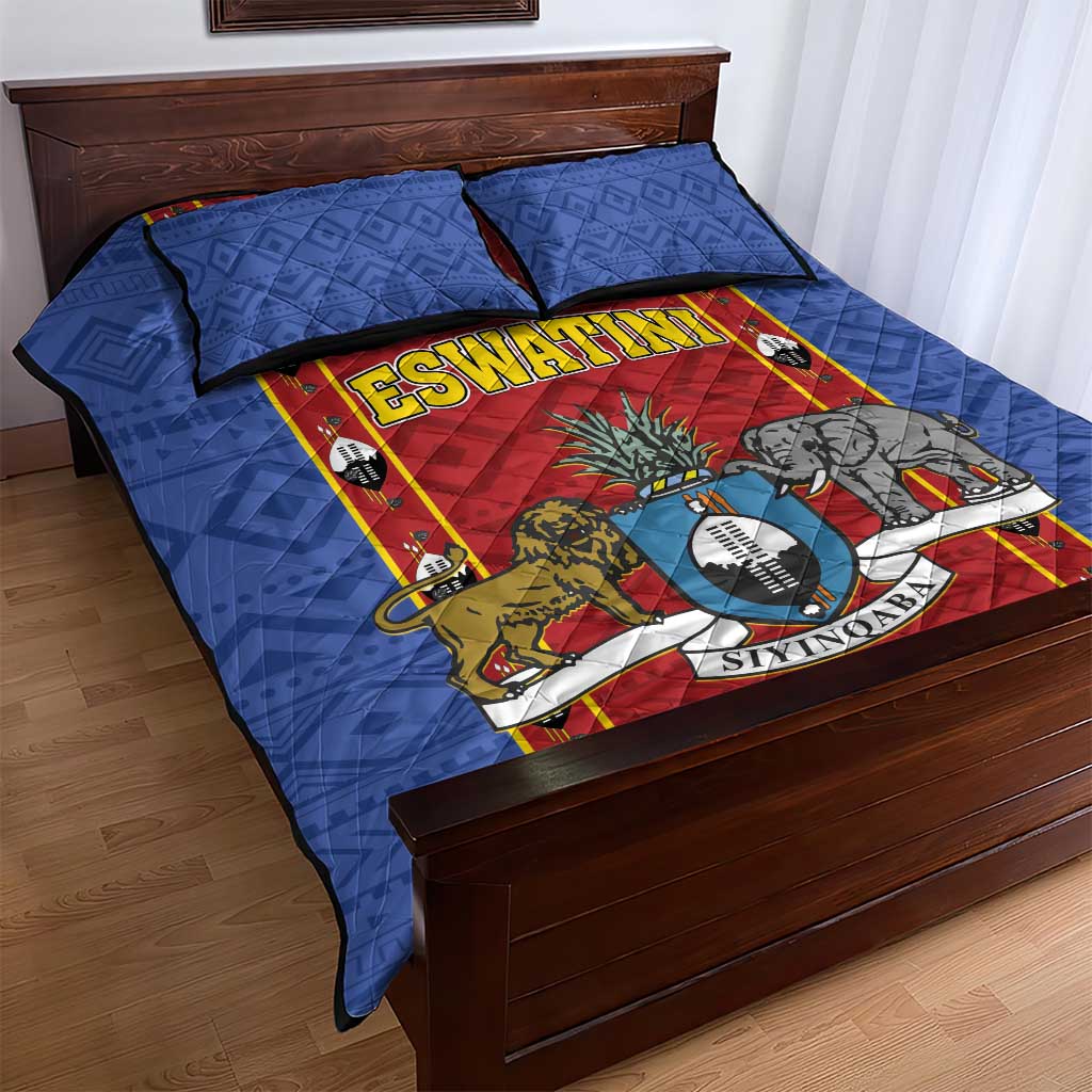 Eswatini African Pattern Quilt Bed Set Swaziland Shield Siyinqaba LT01