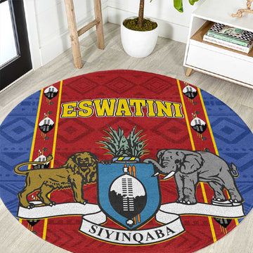 Eswatini African Pattern Round Carpet Swaziland Shield Siyinqaba LT01