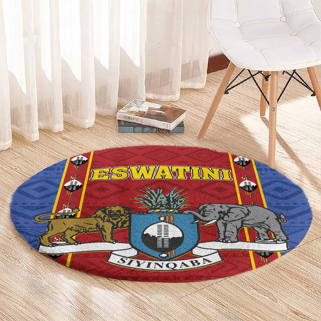 Eswatini African Pattern Round Carpet Swaziland Shield Siyinqaba LT01