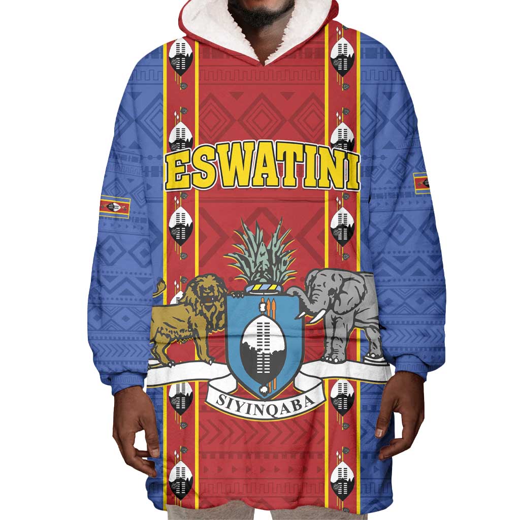 Eswatini African Pattern Wearable Blanket Hoodie Swaziland Shield Siyinqaba LT01