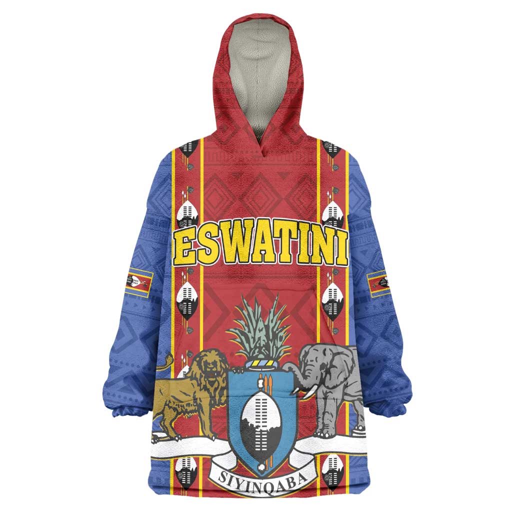 Eswatini African Pattern Wearable Blanket Hoodie Swaziland Shield Siyinqaba LT01