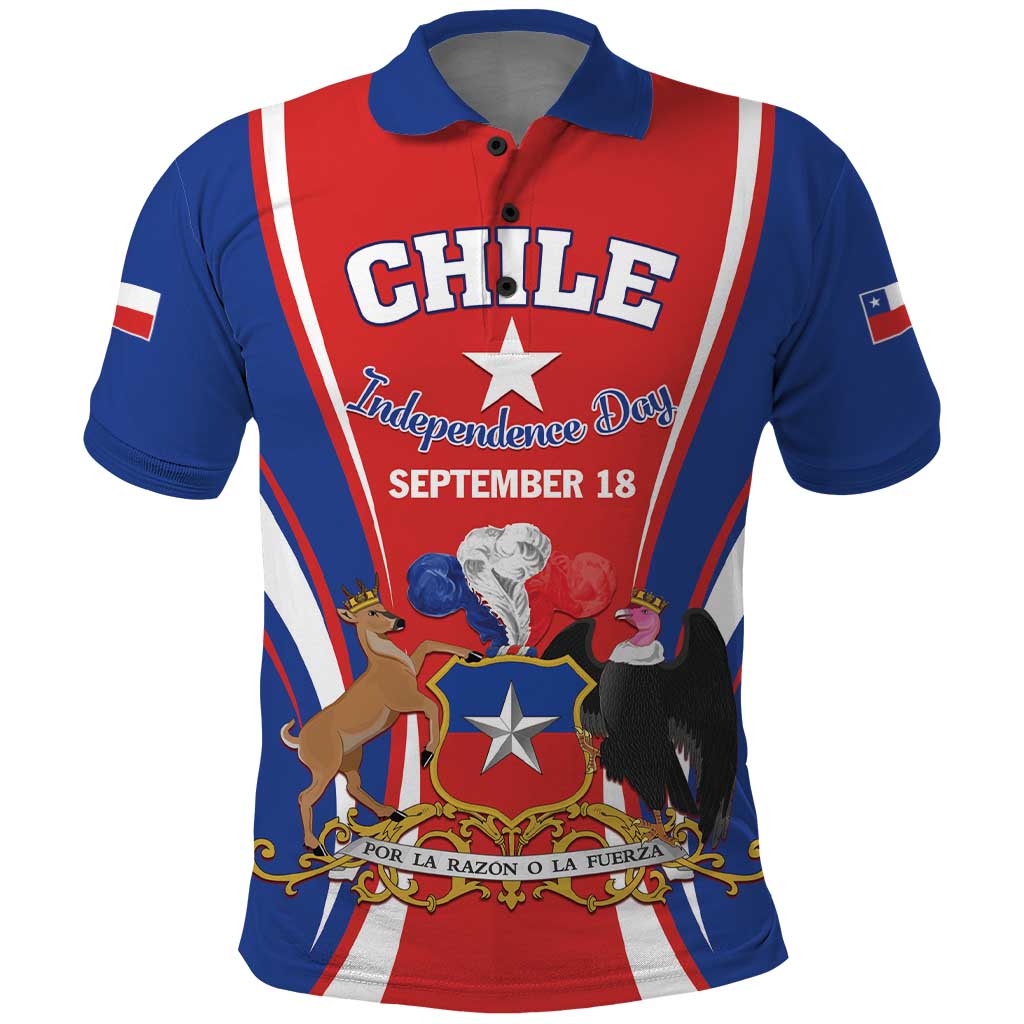 Chile Independence Day Polo Shirt September 18 Por la razon o la fuerza LT01
