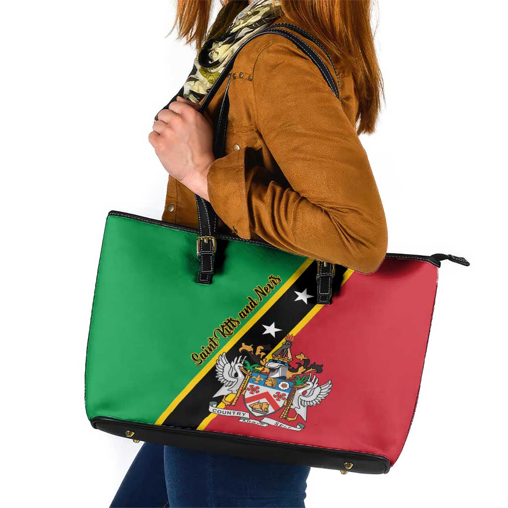 Saint Kitts and Nevis Leather Tote Bag Country Above Self LT01