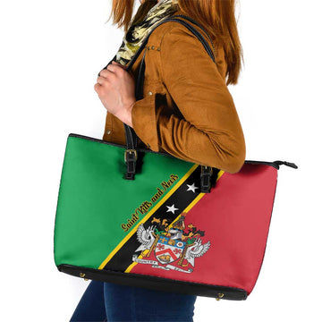 Saint Kitts and Nevis Leather Tote Bag Country Above Self LT01