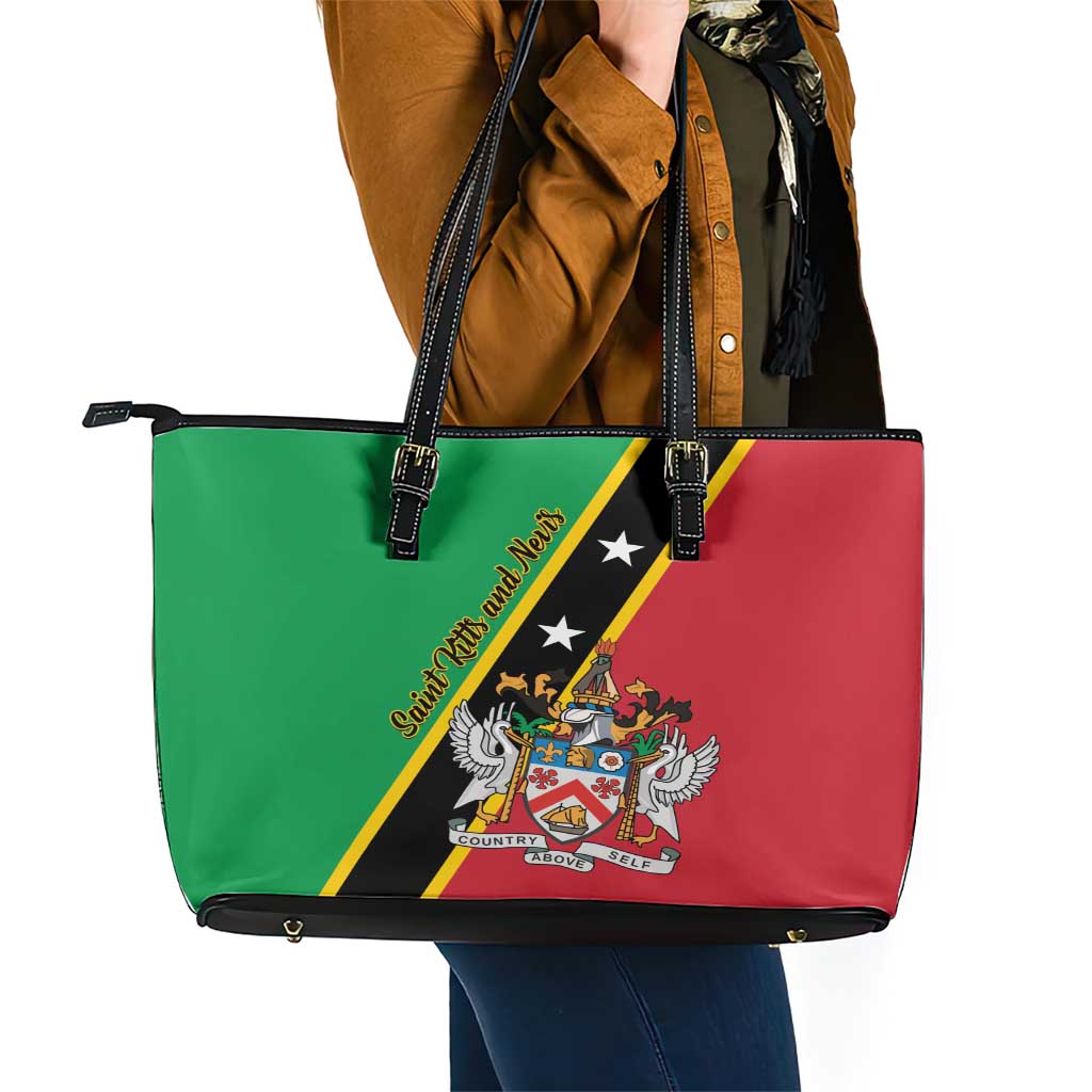 Saint Kitts and Nevis Leather Tote Bag Country Above Self LT01
