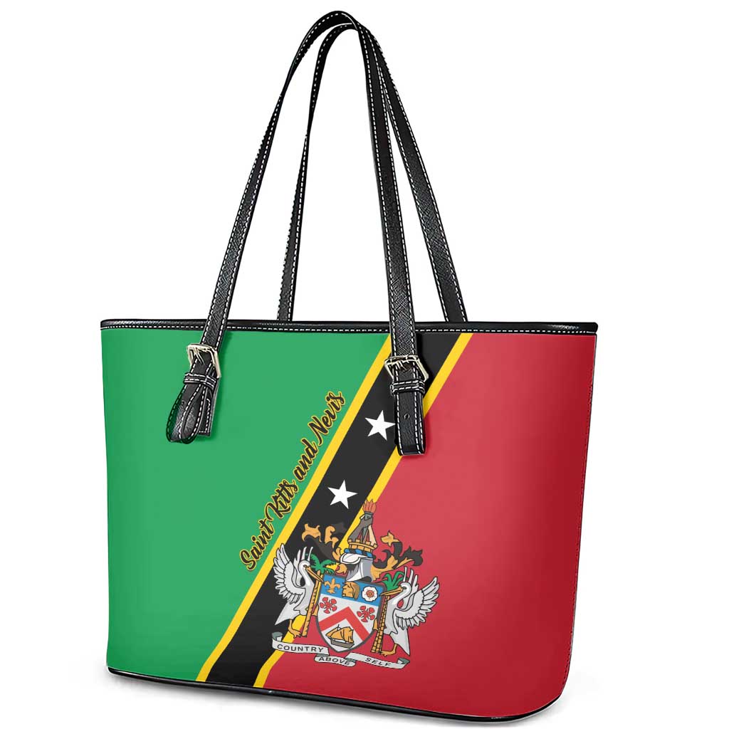 Saint Kitts and Nevis Leather Tote Bag Country Above Self LT01
