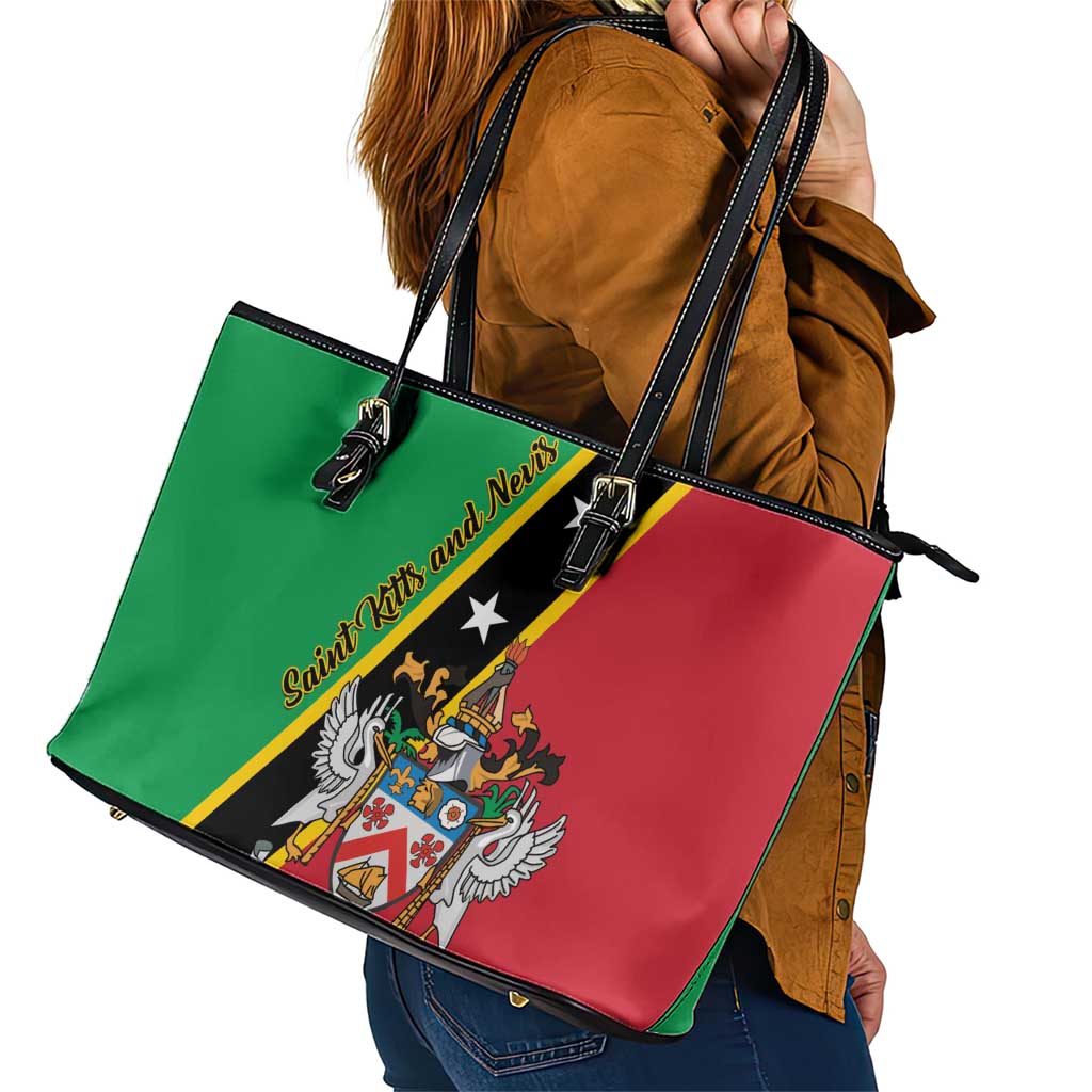 Saint Kitts and Nevis Leather Tote Bag Country Above Self LT01