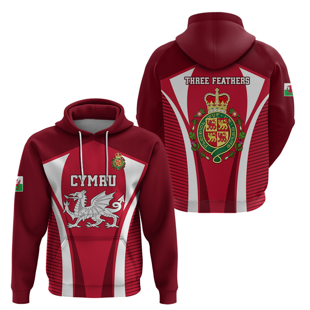 Wales Rugby Hoodie Three Feathers Dragon 2023 World Cup LT01